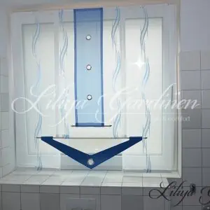 Badezimmer Schiebegardinen Weiss Blau